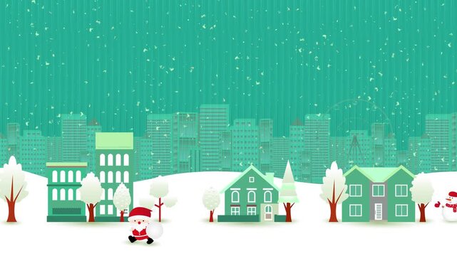 Animated Winter Town Scene with Santa 4K