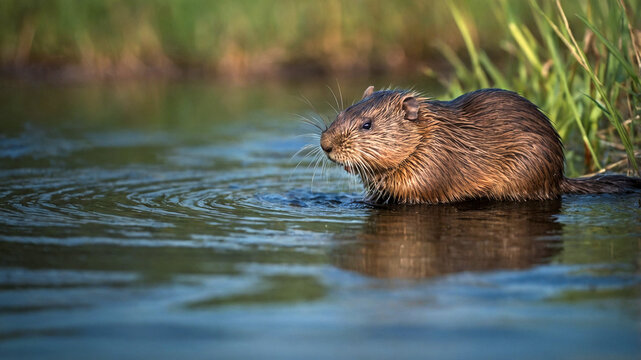muskrat on the lake