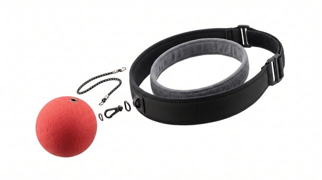 Reflex Boxing Ball - 3D illustration of Exploded view of a reflex boxing ball with
headband