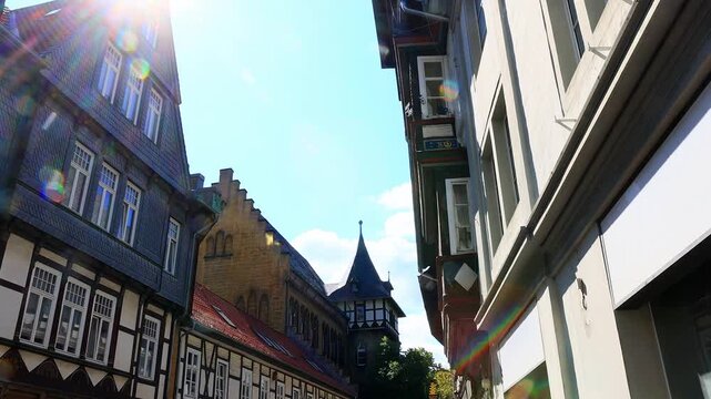 goslar historic cityscape in the german harz mountains 4k video