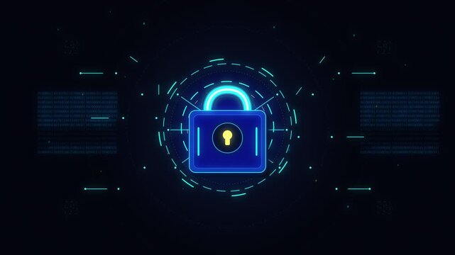 cybersecurity digital lock security technology data protection privacy hud element network shield system encryption online safety
