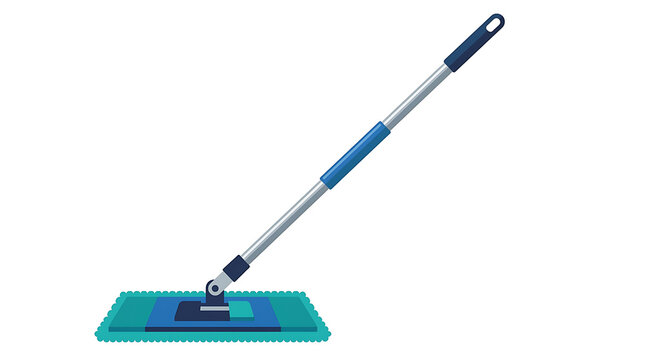 Modern Floor Mop with Adjustable Handle for Efficient Home and Commercial Cleaning Services Vector Illustration