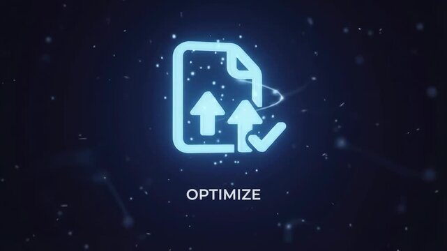 Glowing Document Optimization Approval Icon on Dark