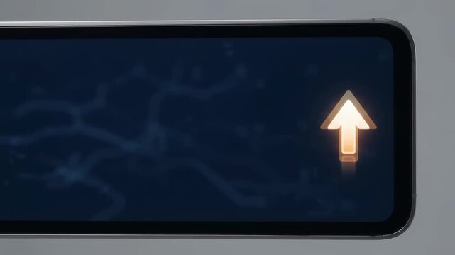 Closeup Tablet with Orange Upward Arrow
