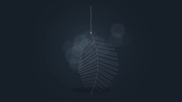 Minimalist abstract leaf animation with glowing lines and soft bokeh background, motion nature d