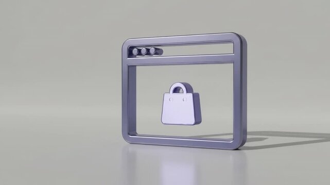 Online Store Browser with Shopping Bag on White