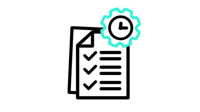 Job report check icon animation. Motion graphic with line style isolated on white background 