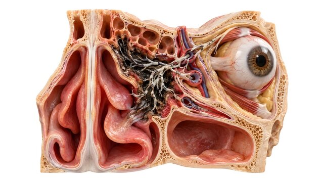 Rhino Orbital Mucormycosis with Black Sinus Tissue Necrosis