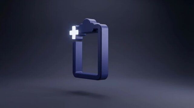 Medical Clipboard and Cross Icon on Deep Blue Background