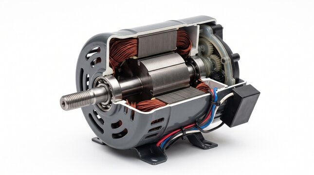 AC Induction Motor - 3D illustration of Cutaway 3D render of an AC induction electric
motor