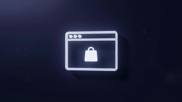Online Store Browser with Shopping Bag Icon on Dark