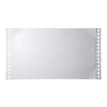 Sheet of perforated tractor feed printer paper as clean cutout