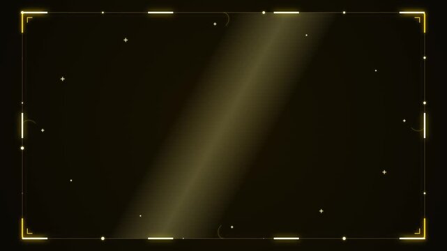 Futuristic Digital Frame with Glowing Neon Lights and Particles on Dark Background
