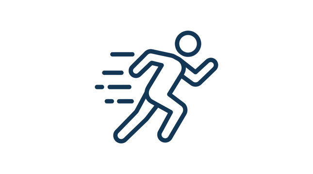 Running person vector illustration showing fast speed motion with dark blue outline design style