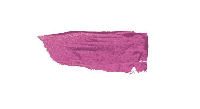 Pink lipstick or cream makeup swatch stroke isolated on black background