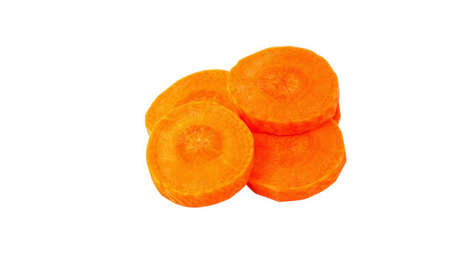 Fresh carrot slices isolated on black background   