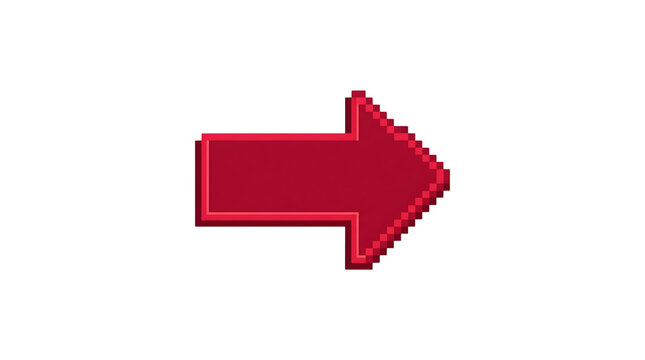 Pixel art red arrow isolated on transparent background