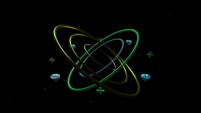 Futuristic Ring Portal with Diamonds Green and Blue Glows in Outer Space Abstract Sci Fi Background