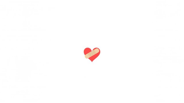 Healing Heart with Bandage Animation Love Care Concept