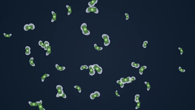 Microscopic Animation Green Cells Emerging and Multiplying on Dark Background