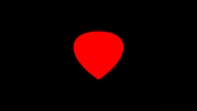 Red Glowing Heart Shape Animation Isolated on Black Background Loopable