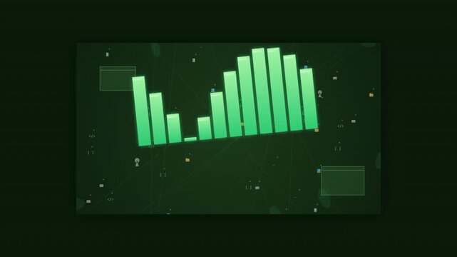 Green Bar Chart Animation Stock Market Data Growth Visualization