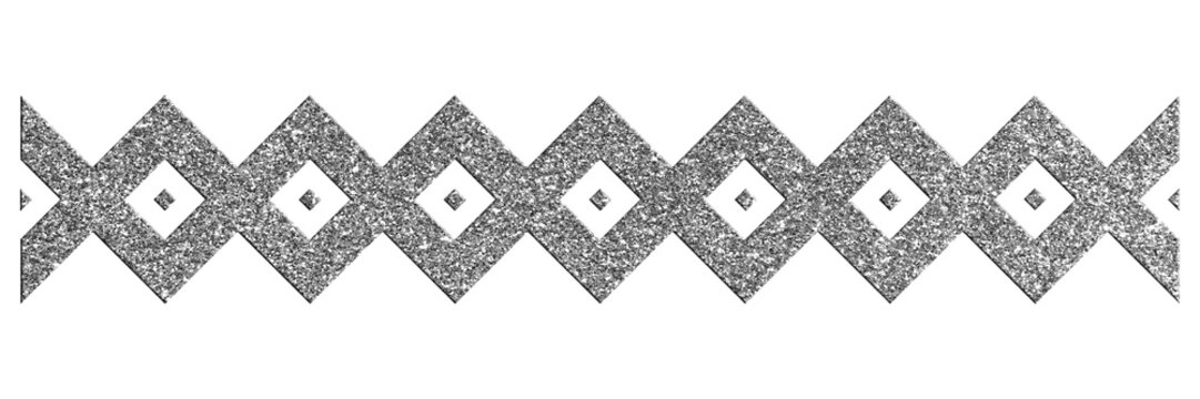 Silver glitter geometric diamond pattern border