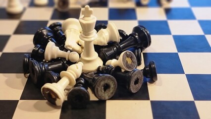 chess pawns war winner one fallen strategy background © sea and sun