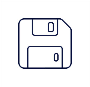 floppy disk icon in outline style for save or old technology concepts.