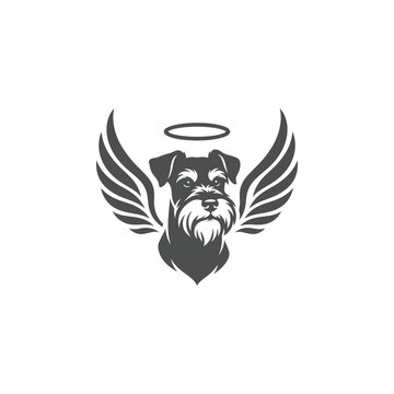 Angel Schnauzer Memorial Dog Logo with Wings and Halo