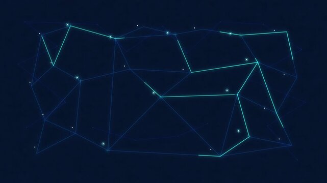 Digital glowing network node connection technology cyber data grid map
