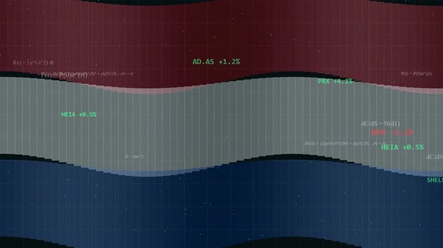 Waving Dutch Flag with Digital Overlay Abstract Motion Graphics Background