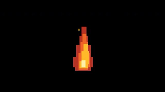 Seamless retro pixel art fire and flame animation loop