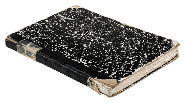 Old Vintage Composition Notebook Isolated on White Background