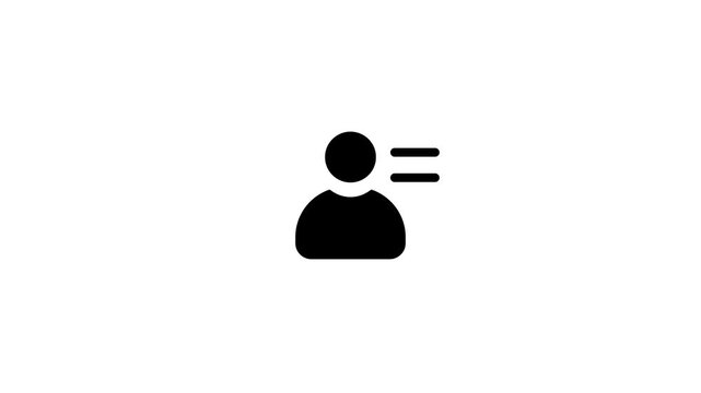 Minimalist user icon animation showing dynamic profile motion on clean white background.