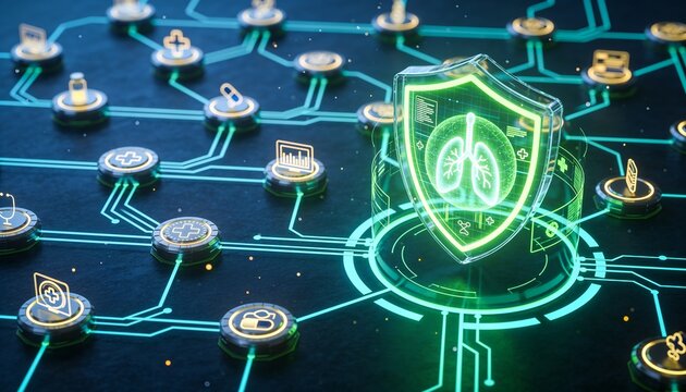 Generative AI Digital Illustration of Virus Protection Technology in a Network Environment