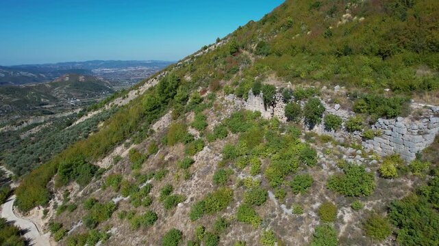 Strategic viewpoint of historic Persqopi Castle fortress known for ancient Illyrian wars defense