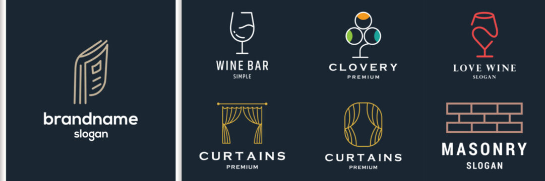 Collection of Diverse Minimalist Line Art Logo Designs for Various Businesses