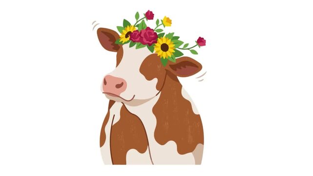 Video of Almabtrieb Simmental Cow with Alpine Rose and Sunflower Crown