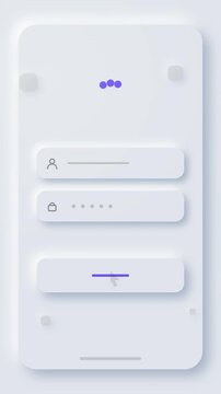 Neumorphic login screen ui kit with interactive button states