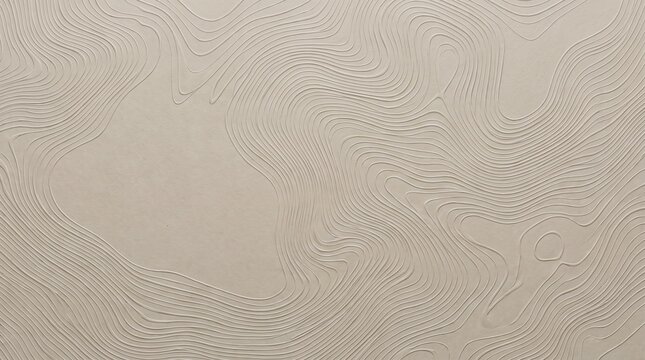 Beige topographic map background with embossed contour lines