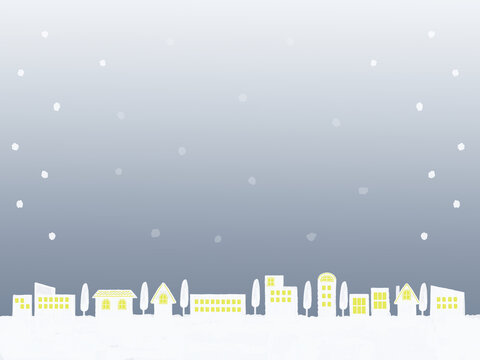 雪の降る街並みの背景素材