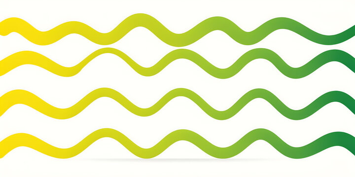 Yellow and green wavy lines on a white background abstract pattern for design