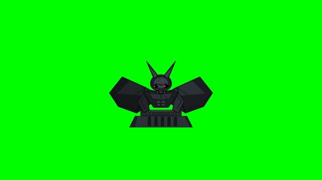Stone Gothic Gargoyle Statue with Glowing Horns Green Screen