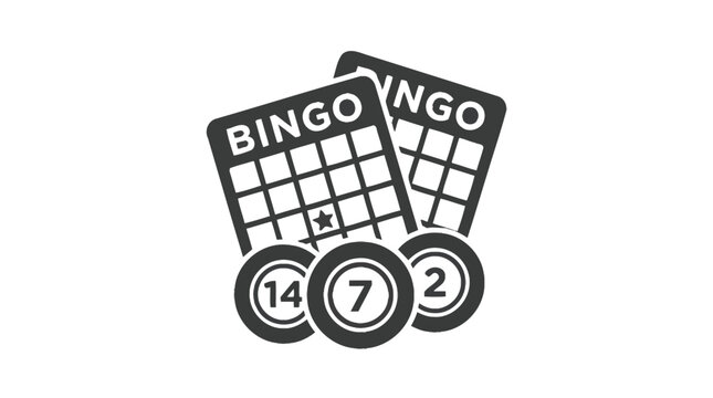 Traditional bingo game cards and numbered balls vector icon graphic illustration for entertainment activities