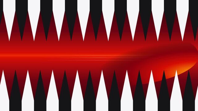 Stylized Monster Mouth With Sharp White Teeth Opening And Closing Against A Glowing Red Background