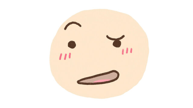 Cute Hand Drawn Smirking Mischievous Face Emoticon Clipart