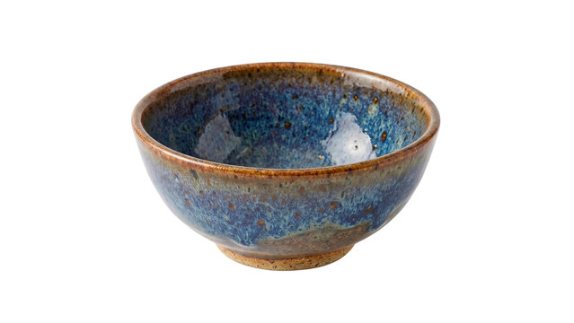 Ceramic reactive glaze bowl isolated on PNG transparent background