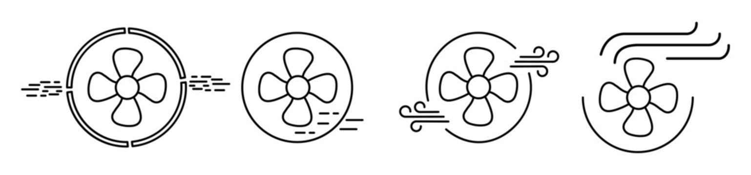 784air conditioning fan icon set for ventilation blower cooling system and climate control vector