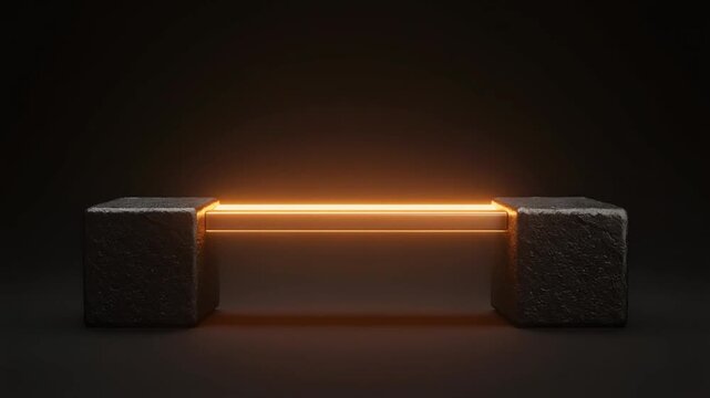 Copper Busbar Between Metal Blocks With Traveling Orange Glow